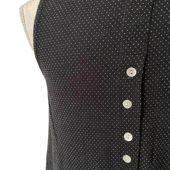 Alembika Polka Dot Stripe Mixed Media Tunic Top Black White Sleeveless Sz 2 / M - Picture 9 of 13